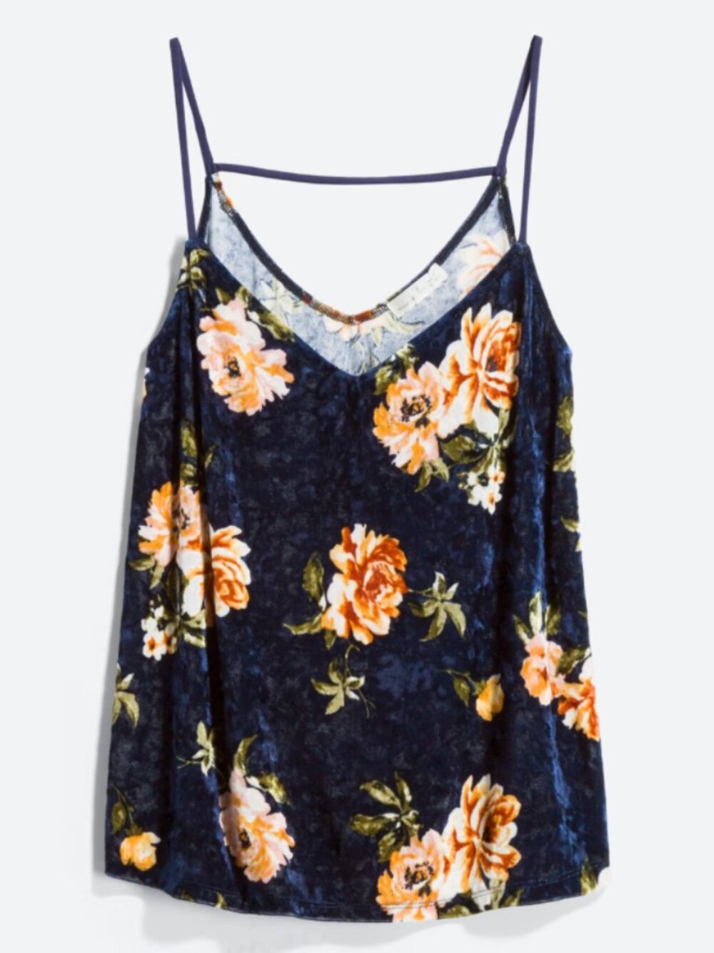 Nine Britton Chloe Velvet Knit Top Tank Blue Floral Size Medium Stitch Fix